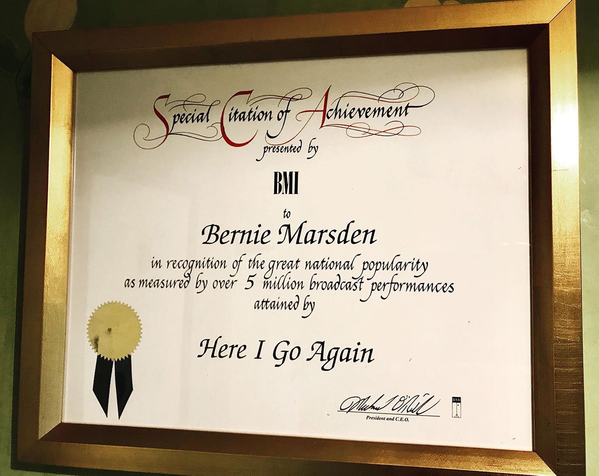 BMI Award for 'Here I Go Again' 3
